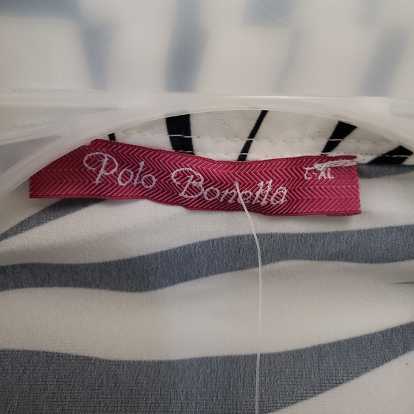 Polo Bonetta, NWT, white black zebra print long sleeve button down blouse, L/XL - Picture 7 of 11